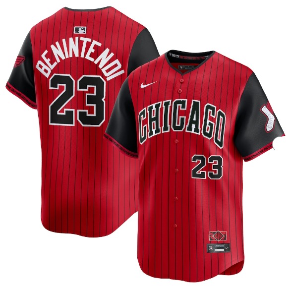 Men's Chicago White Sox #23 Andrew Benintendi Nike Red-Black 2025 City Connect Limited Player Jersey