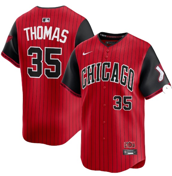 Men's Chicago White Sox #35 Frank Thomas Nike Red-Black 2025 City Connect Limited Retired Player Jersey