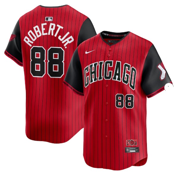 Men's Chicago White Sox #88 Luis Robert Jr. Nike RedBlack 2025 City Connect Limited Player Jersey
