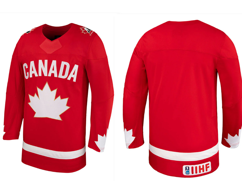 MEN'S TEAM CANADA ADULT RED BLANK HOCKEY JERSEY