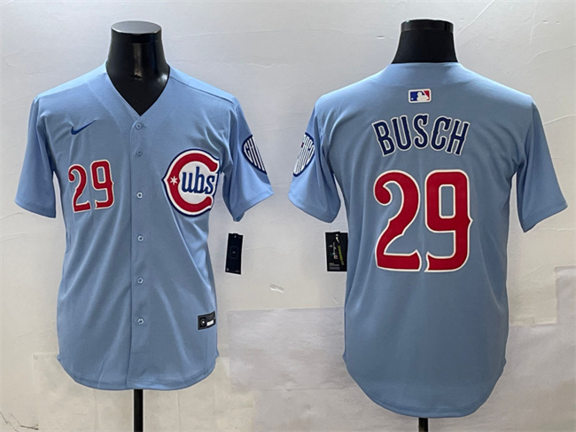 Men's Chicago Cubs #29 Michael Busch Blue 2024-25 2nd Alternate Limited Stitched Baseball Jersey