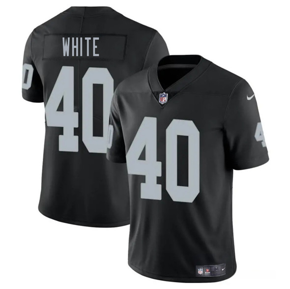 Men's Las Vegas Raiders #40 Devin White Black 2025 Vapor Football Stitched Jersey