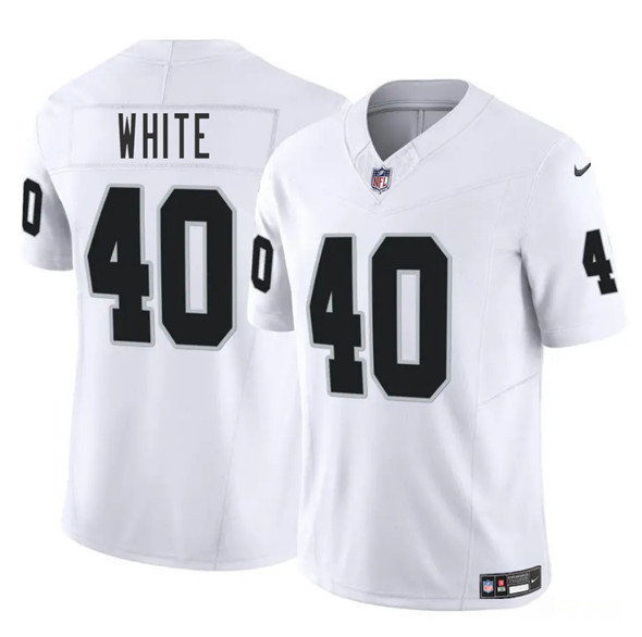 Men's Las Vegas Raiders #40 Devin White White 2025 F.U.S.E. Vapor Football Stitched Jersey