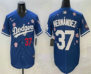 Men's Los Angeles Dodgers #37 Teoscar Hernandez Blue 2025 Tokyo Series Limited Jersey