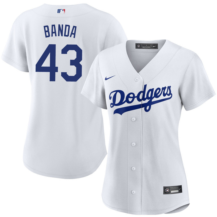 Womens's Los Angeles Dodgers #43 Anthony Banda White Cool Base Stitched Baseball Jersey