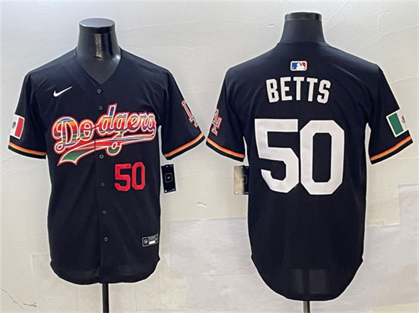 Men's Los Angeles Dodgers #50 Mookie Betts Black Mexico Limited Stitched Baseball Jersey