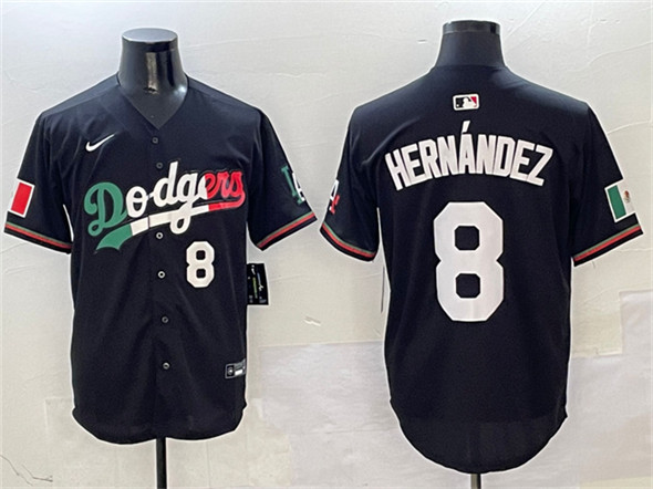 Men's Los Angeles Dodgers #8 Enrique Hernandez Black Mexico Flag Limited Stitched Baseball Jersey