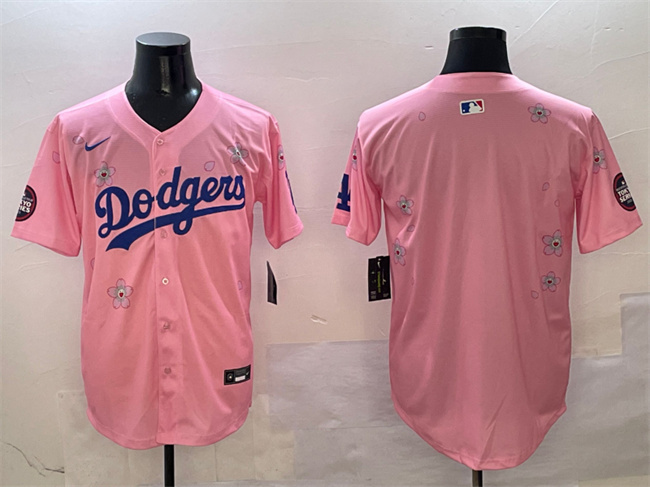 Men's Los Angeles Dodgers Blank Pink 2025 Tokyo Series Limited Stitched Baseball Jersey