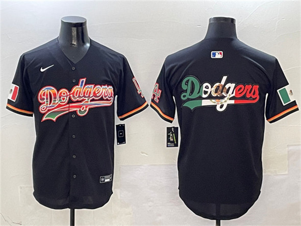 Men's Los Angeles Dodgers Team Big Logo Black Mexico Limited Stitched Baseball Jersey