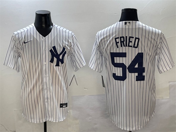 Men's New York Yankees #54 Max Fried White Cool Base Stitched Baseball Jersey