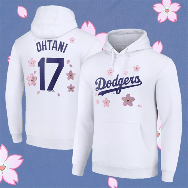 Men's Los Angeles Dodgers #17 Shohei Ohtani White 2025 Tokyo Series Pullover Hoodie