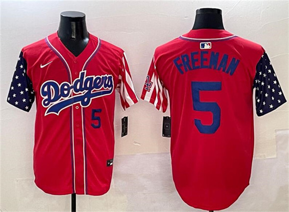 Men's Los Angeles Dodgers #5 Freddie Freeman Red Limited Stitched Baseball Jersey