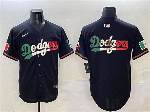 Men's Los Angeles Dodgers Team Big Logo Black Mexico Flag Limited Stitched Baseball Jersey