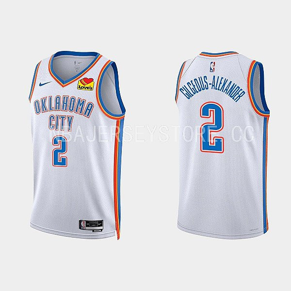 Men's Oklahoma City Thunder #2 Shai Gilgeous-Alexander Association Edition White Jersey