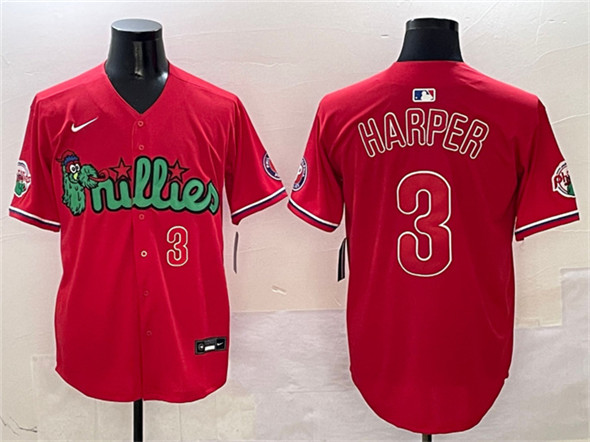 Men's Philadelphia Phillies #3 Bryce Harper Red Phanatic Limited Stitched Jersey