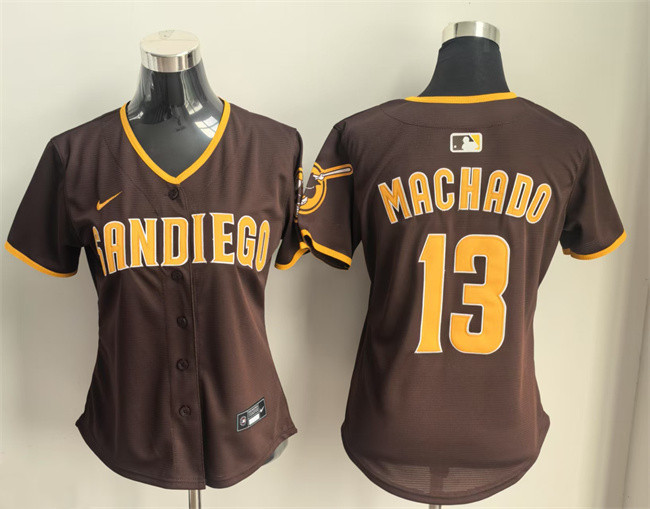 Women's San Diego Padres #13 Manny Machado Brown Limited Stitched Baseball Jersey(Run Small)