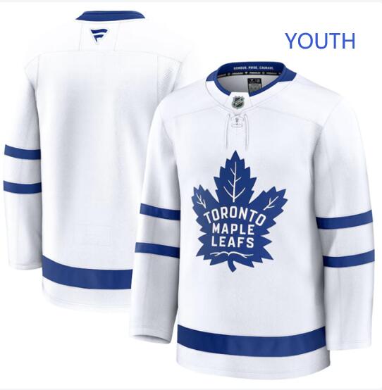 Youth Toronto Maple Leafs Blank White Fanatics Kids Away Stitched Hockey Jersey
