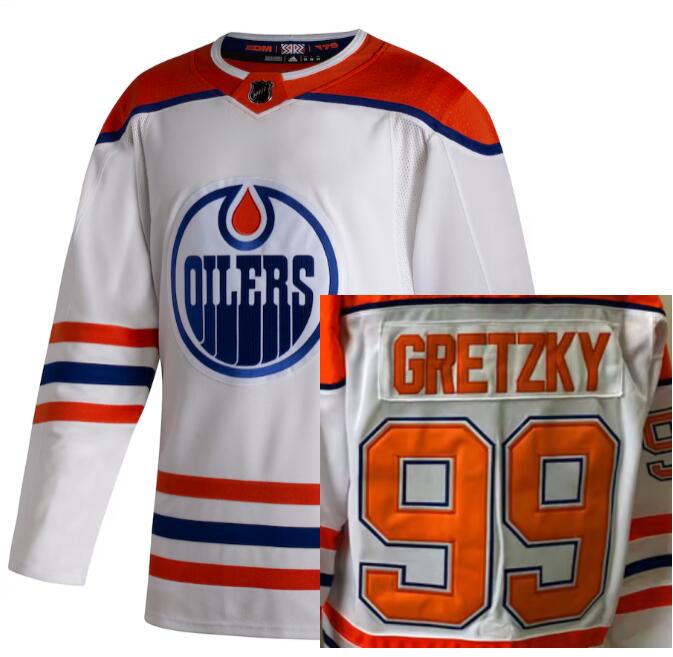 Men's Edmonton Oliers Wayne Gretzky #99 White 2020-21 Reverse Retro Stitched National Hockey Jersey