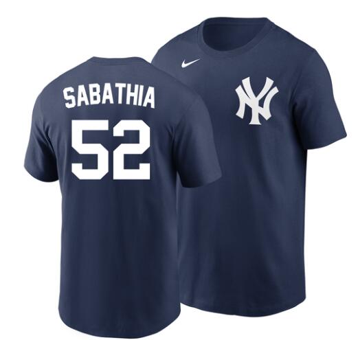 CC Sabathia T-Shirt - Navy NY Yankees #52 Adult T-Shirt