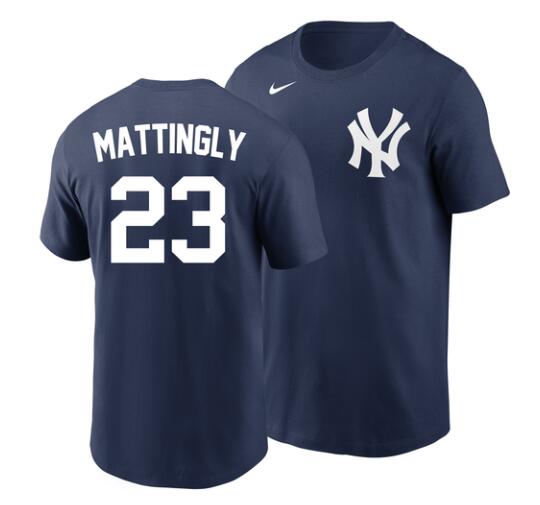 Don Mattingly #23 T-Shirt - Navy NY Yankees Cooperstown Adult T-Shirt