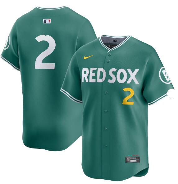 Men's Boston Red Sox #2 Alex Bregman Nike Green 2025 City Connect Limited Player Jersey