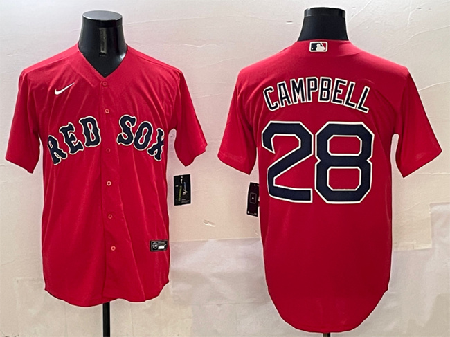 Men's Boston Red Sox #28 Kristian Campbell Red Cool Base Stitched Baseball Jersey