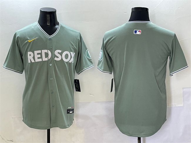 Men's Boston Red Sox Blank Green 2025 City Connect Limited Stitched Baseball Jersey