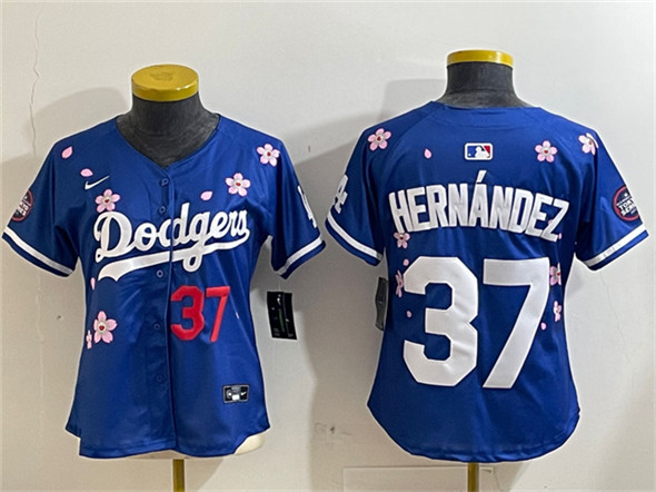 Women's Los Angeles Dodgers #37 Teoscar Hernández Royal 2025 Tokyo Series Limited Stitched Baseball Jersey(Run Small)