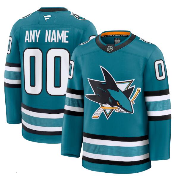 Men's San Jose Sharks Fanatics Teal Green Home Premium Custom Stitched Jersey