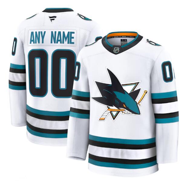 Men's San Jose Sharks Fanatics White Away Premium Custom Stitched Jersey