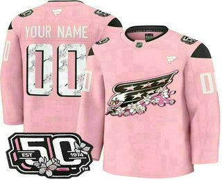 Men's Washington Capitals Customized Pink 50th Anniversary Authentic Jersey