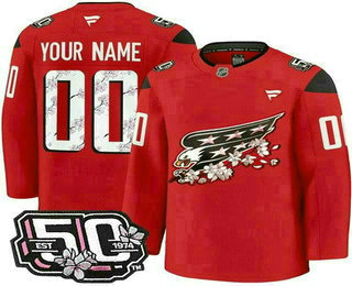 Men's Washington Capitals Customized Red 50th Anniversary Authentic Jersey