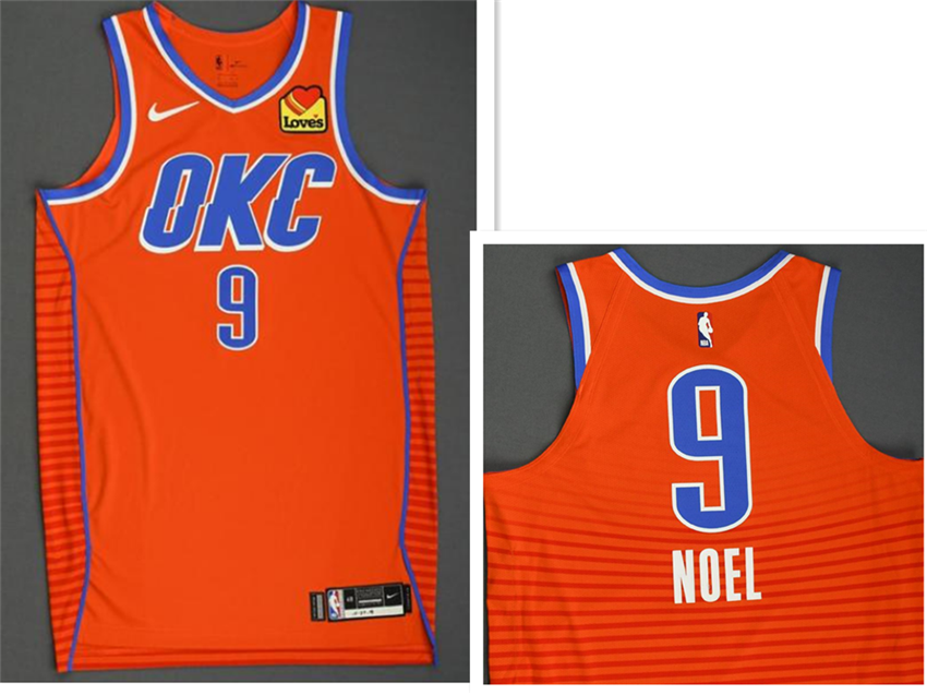 Men's Oklahoma City Thunder #9 Nerlens Noel Orange Statement Edition Stitched Basketball Jersey