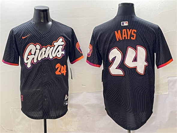 Men's San Francisco Giants #24 Willie Mays Anthracite 2025 City Connect Limited Stitched Baseball Jersey