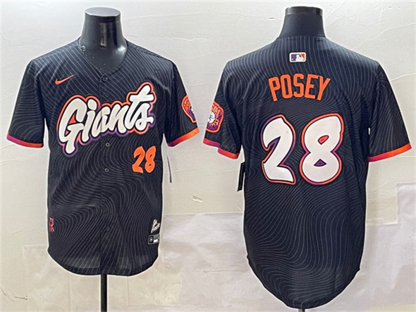 Men's San Francisco Giants #28 Buster Posey Anthracite 2025 City Connect Limited Stitched Baseball Jersey