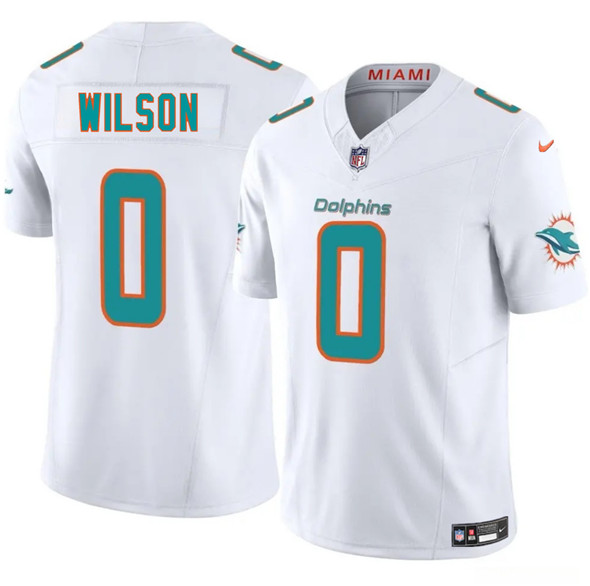 Men's Miami Dolphins #0 Zach Wilson White 2025 Draft F.U.S.E. Vapor Limited Football Stitched Jersey