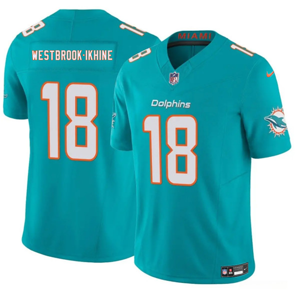 Men's Miami Dolphins #18 Nick Westbrook-Ikhine Aqua 2025 Draft F.U.S.E. Vapor Limited Football Stitched Jersey