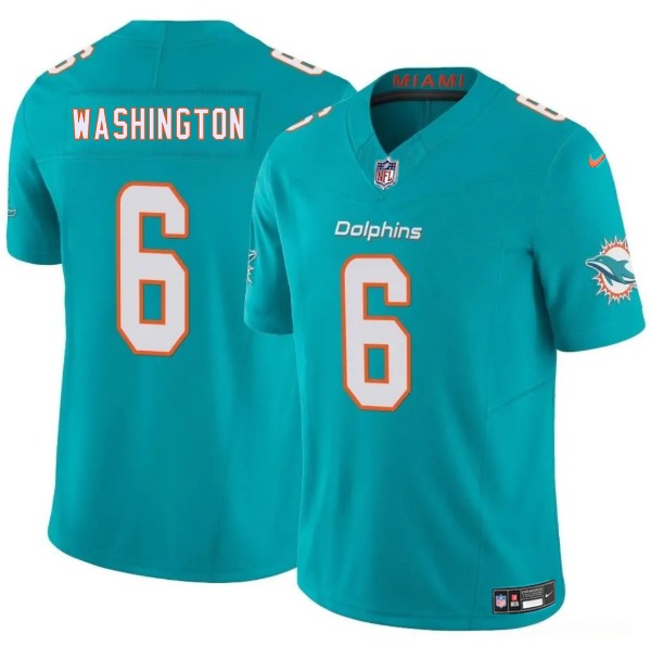 Men's Miami Dolphins #6 Malik Washington Aqua 2025 Draft F.U.S.E. Vapor Limited Football Stitched Jersey