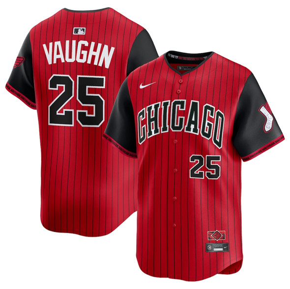 Men's Chicago White Sox #25 Andrew Vaughn Red Black 2025 City Connect Limited Stitched Baseball Jersey