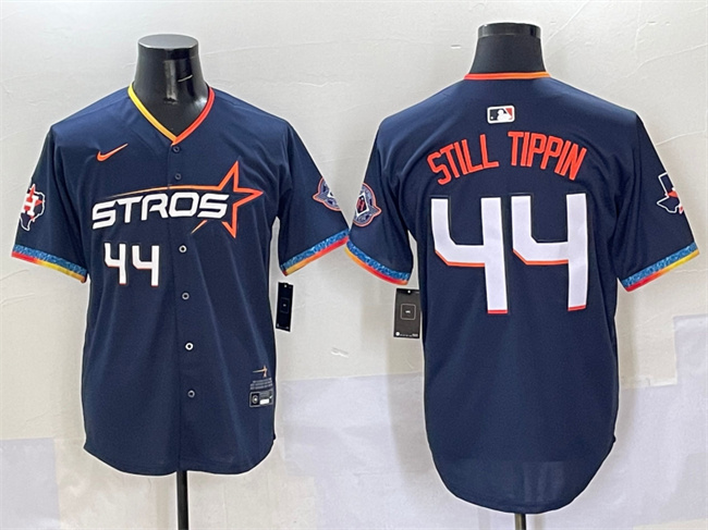 Men's Houston Astros #44 Still Tippin Navy 2025 City Connect With Texas Patch Limited Stitched Baseball Jersey