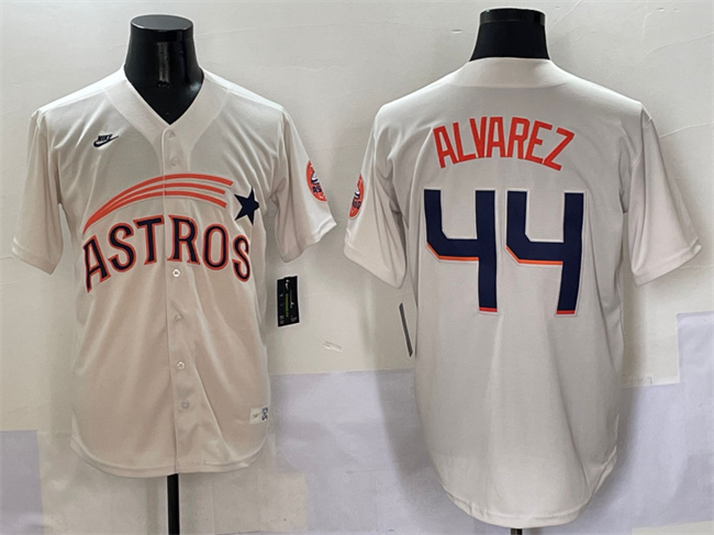 Men's Houston Astros #44 Yordan Alvarez Cream Throwback Cooperstown Collection Limited Stitched Baseball Jersey