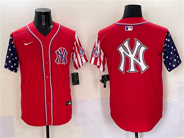 Men's New York Yankees Team Big Logo Red American Style Limited Stitched Baseball Jersey