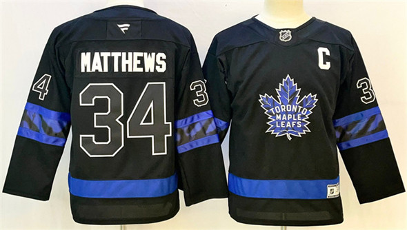 Men's Toronto Maple Leafs #34 Auston Matthews Black 2024-25 Alternate With C Patch Stitched Jersey