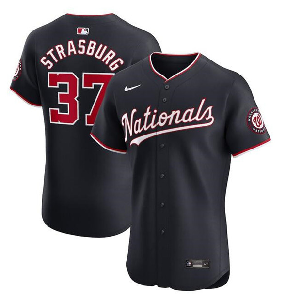 Men's Washington Nationals #37 Stephen Strasburg Navy Alternate Elite Stitched Baseball Jersey