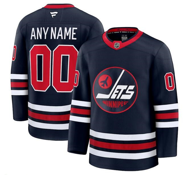 Men's Winnipeg Jets Active Player Custom Navy 2024-25 Alternate Stitched Hockey Jersey