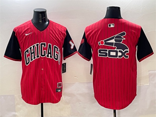 Mens Chicago White Sox Team Big Logo Red Black 2025 City Connect Limited Stitched Baseball Jersey