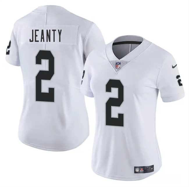 Women's Las Vegas Raiders #2 Ashton Jeanty White 2025 Vapor Football Stitched Jersey(Run Small)