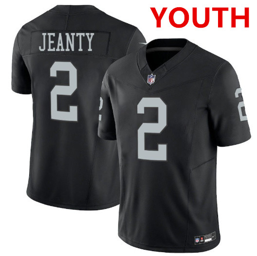 Youth Las Vegas Raiders #2 Ashton Jeanty Black 2025 F.U.S.E. Vapor Stitched Football Jersey