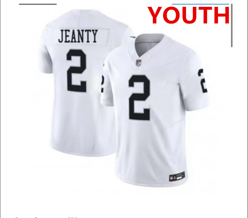 Youth Las Vegas Raiders #2 Ashton Jeanty White 2025 F.U.S.E. Vapor Stitched Football Jersey