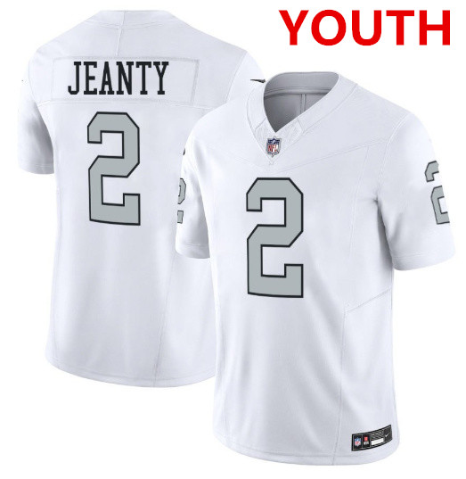 Youth Las Vegas Raiders #2 Ashton Jeanty White 2025 F.U.S.E. Vapor Stitched Football Jerseys